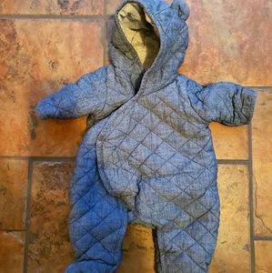 Baby Gap quiltedchambray snowsuit, size 0-3 months
